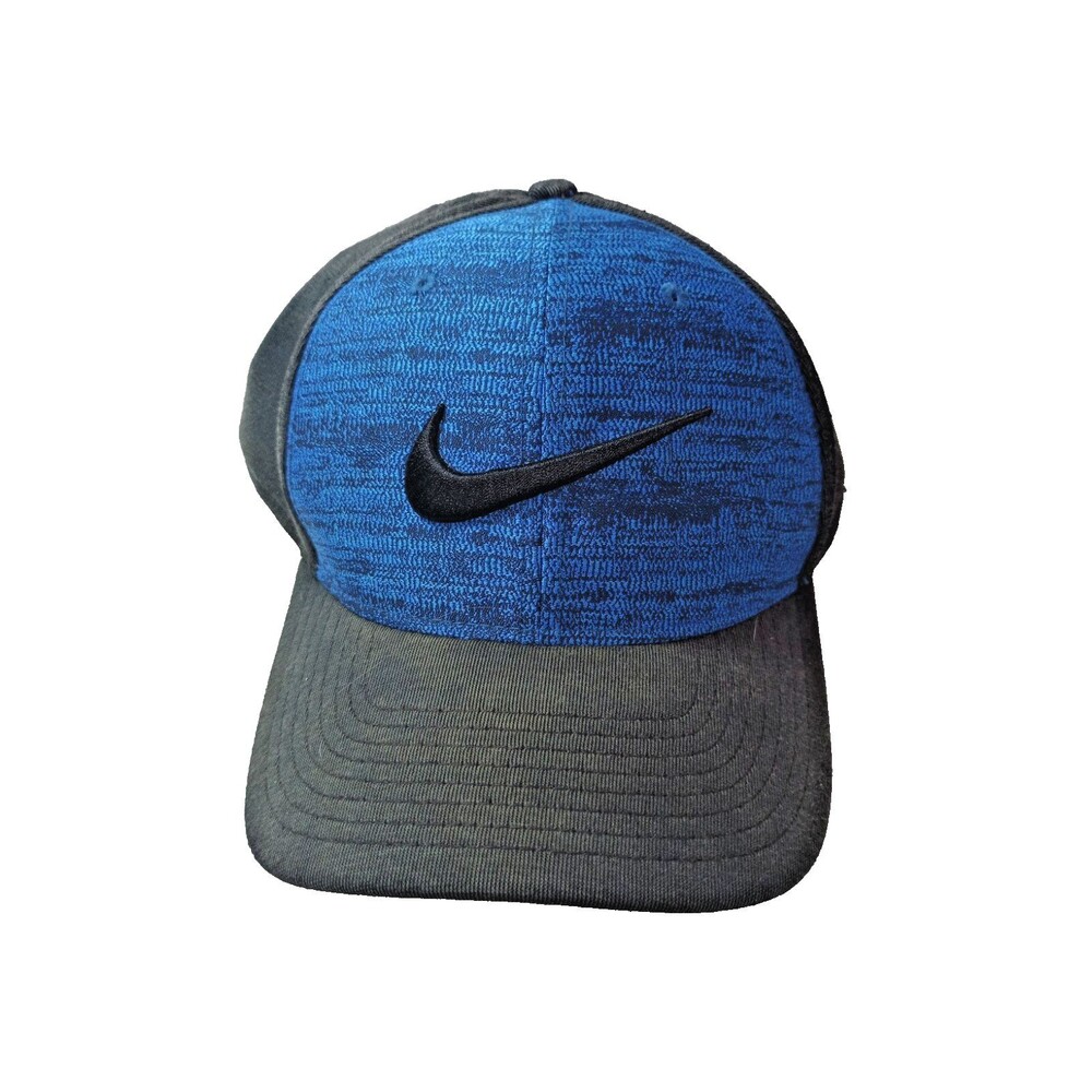 Nike Dri-FIT Blue Black Swoosh Flex Fit Baseball Hat Cap Adult L/XL Golf